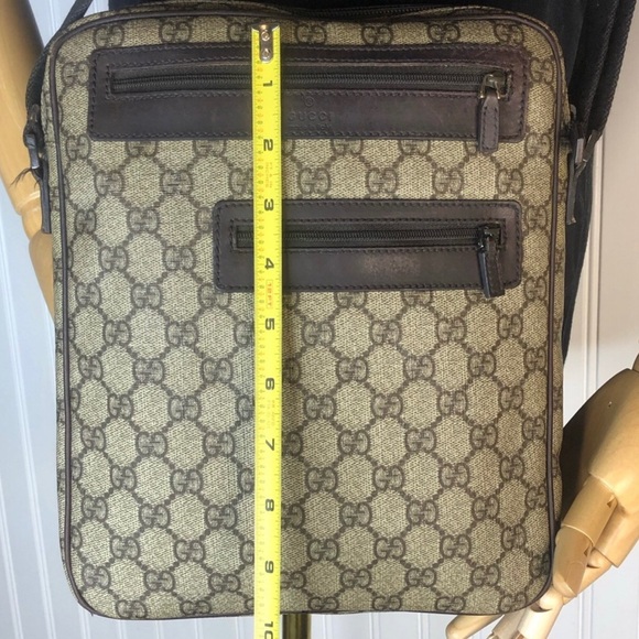 GUCCI GG Supreme Coated Canvas and Brown Leather Crossbody Messenger Bag VINTAGE - Picture 11 of 17